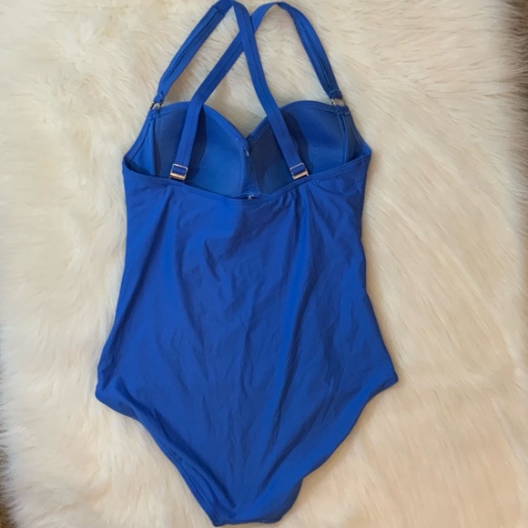 DKNY Bright Blue One-Piece Swim Suit with Twist Front - Picture 3 of 9